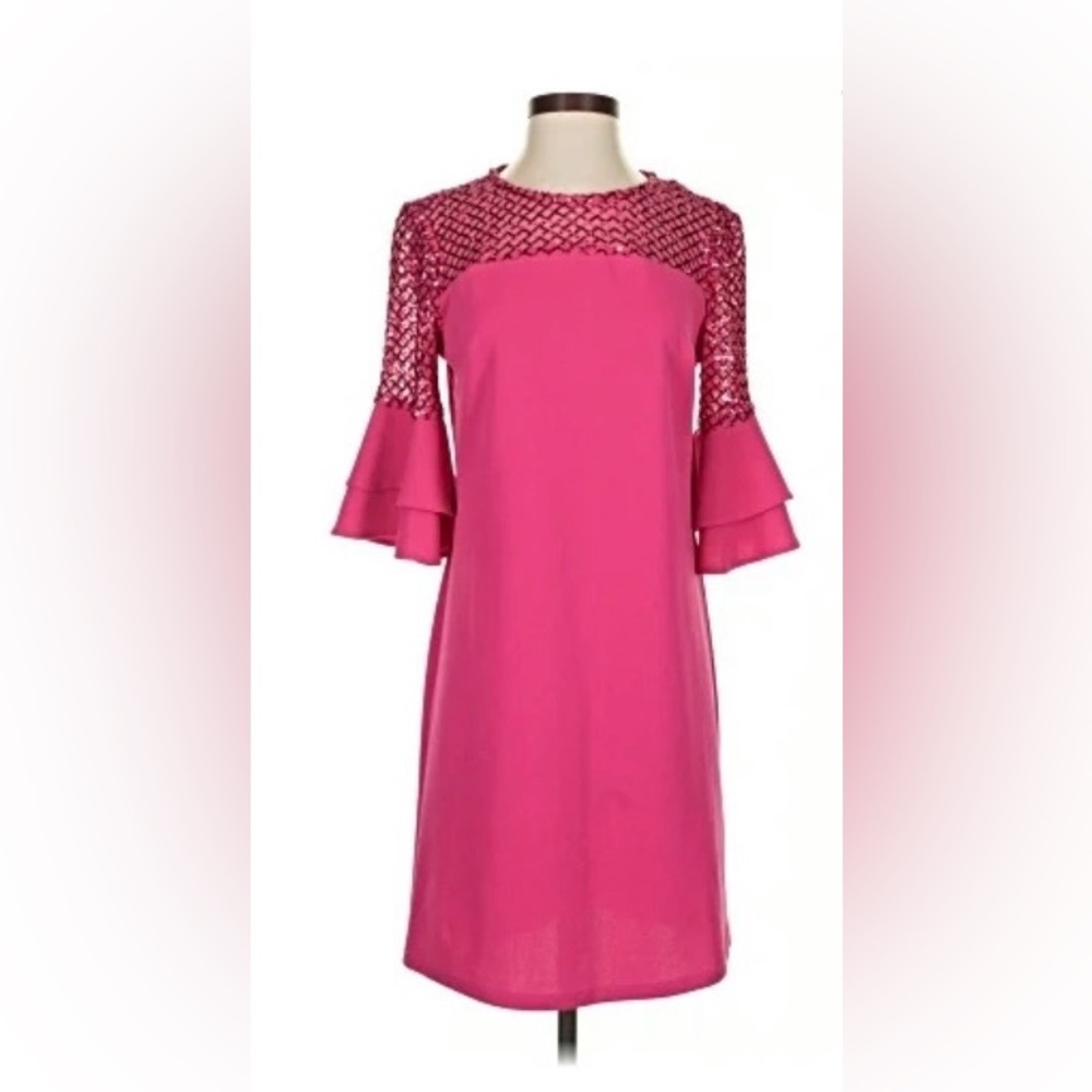 Leslie Fay Pink Lace Long Sleeve Dress